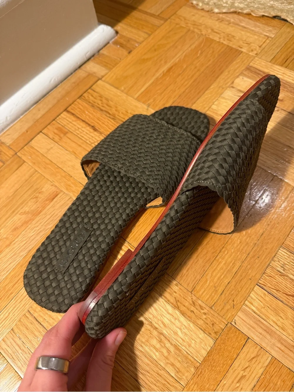 NWOT Naghedi St Barth’s Slide Sandals - Olive - Picture 5 of 12